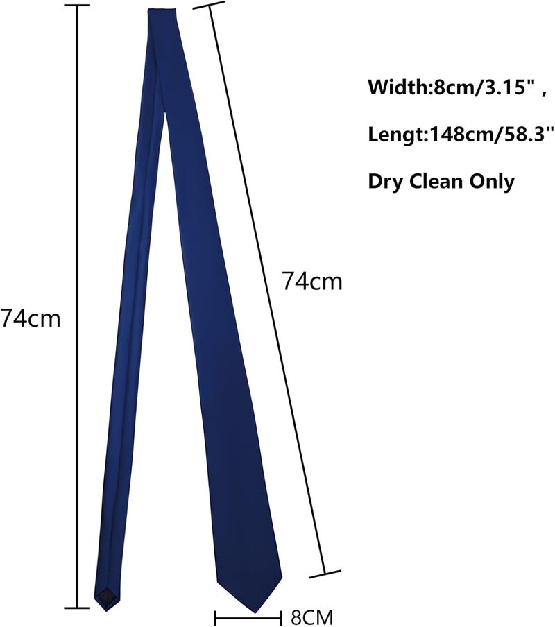 Murong Men's Ties Solid Color Pure Polyester Plain Fine Stripes Necktie Ties For Men - Image 5